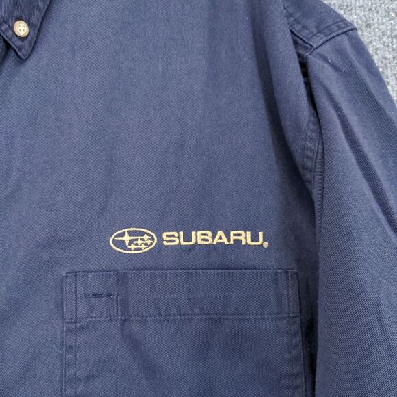Subaru Men's Employee Uniform Workwear Shirt Blue Size 2XL Long Sleeve - Picture 5 of 15